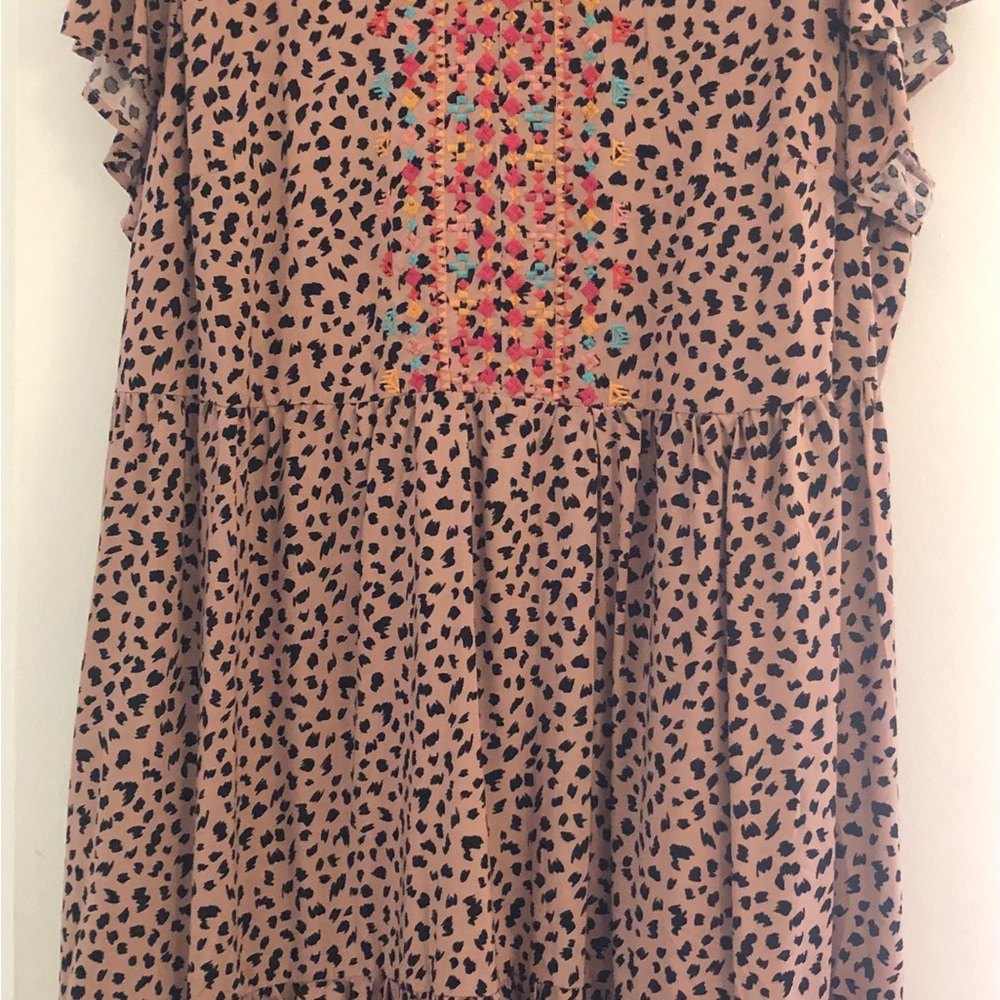 Savanna Jane Multicolor Embroidered Leopard Dress